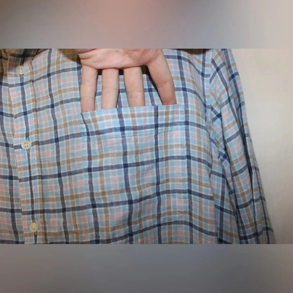 Vineyard Vines Classic 100% Linen Plaid Long Sleeve Lightweight Button Down XXL - Picture 4 of 11